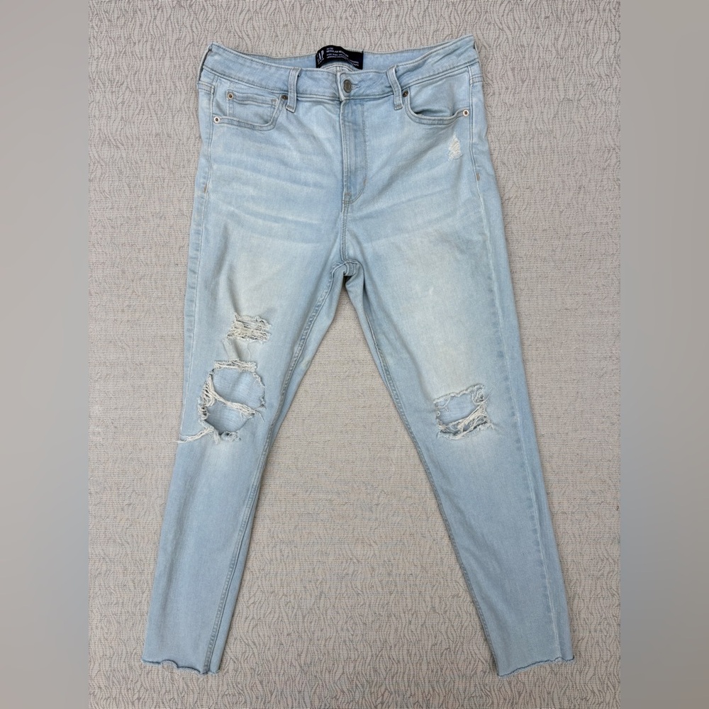 GAP Womens Light Blue High Rise Legging Jeans Distressed